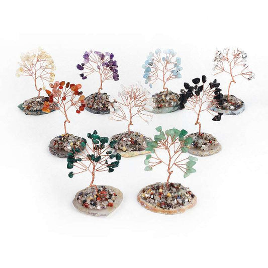 Crystal Agate Trees On Copper-Wired Agate Slices