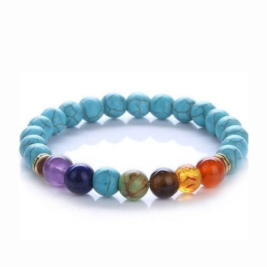 7 Chakra Turquoise Elastic Crystal Bracelet