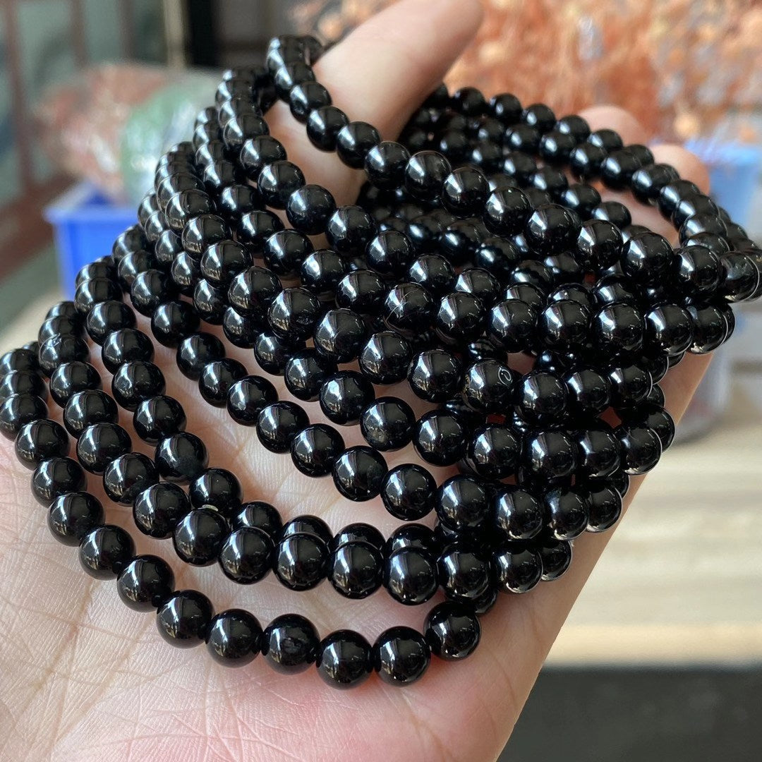 Black Obsidian Elastic Crystal Bracelet