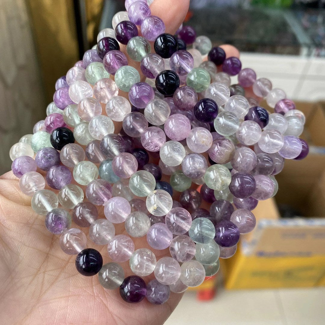 Purple Fluorite Elastic Crystal Bracelet