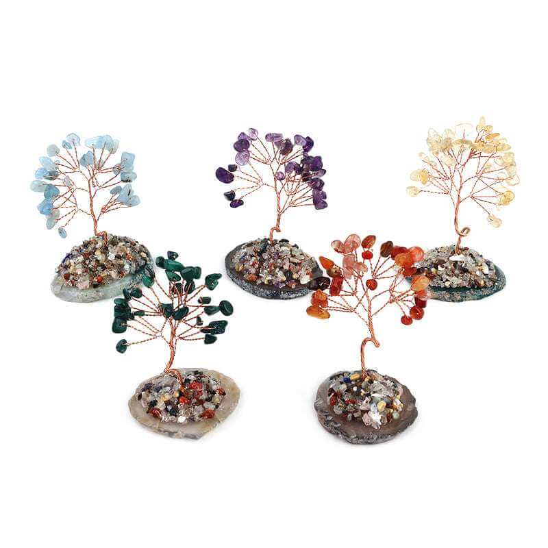 Crystal Agate Trees On Copper-Wired Agate Slices