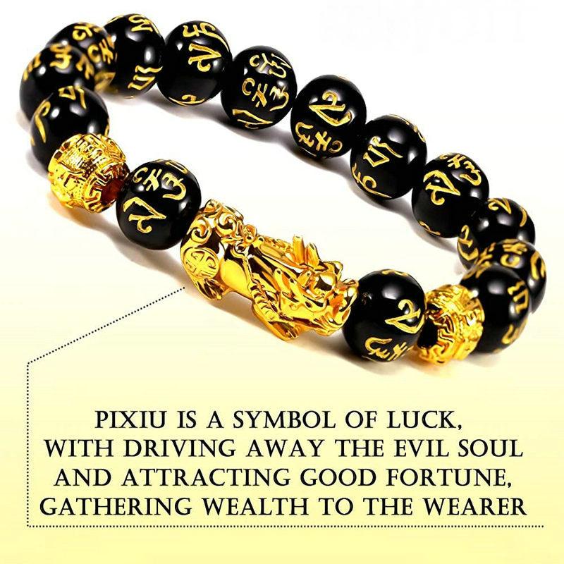 Pi Xiu Dragon Obsidian Elastic Crystal Bracelet