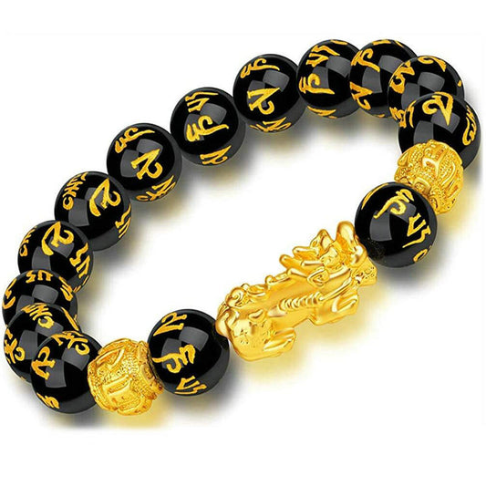 Pi Xiu Dragon Obsidian Elastic Crystal Bracelet