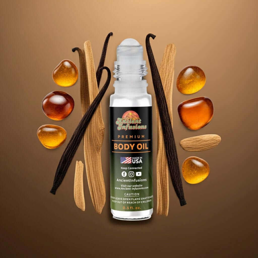 Maison Margiela Matcha Meditation Inspired Body Oil surrounded by natural ingredients, emphasizing luxury and sophistication.