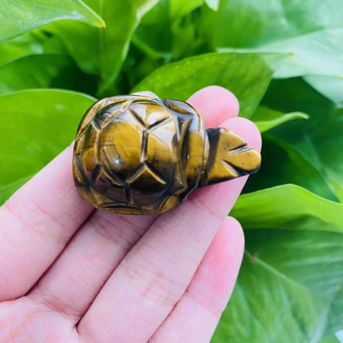 Ancient Infusions Tiger's Eye Crystal Carved Turtle - ~1.5 inches of strength and protection.