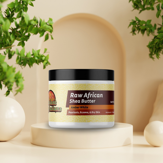 Amber white raw African shea butter by Ancient Infusions – 100% pure natural moisturizer with a warm amber scent for deep hydration and skin nourishment.