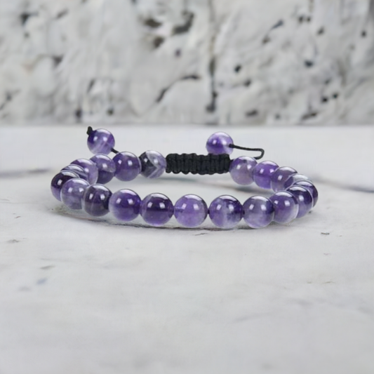 Amethyst Adjustable Rope Bracelet - Healing Properties and Spiritual Clarity Benefits.