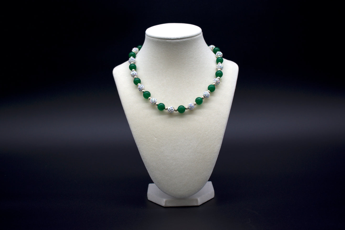 Ancient Infusions Custom Beaded Green Chalcedony Necklace, handcrafted with genuine crystals to enhance harmony, healing, and emotional balance. Available in multiple lengths.