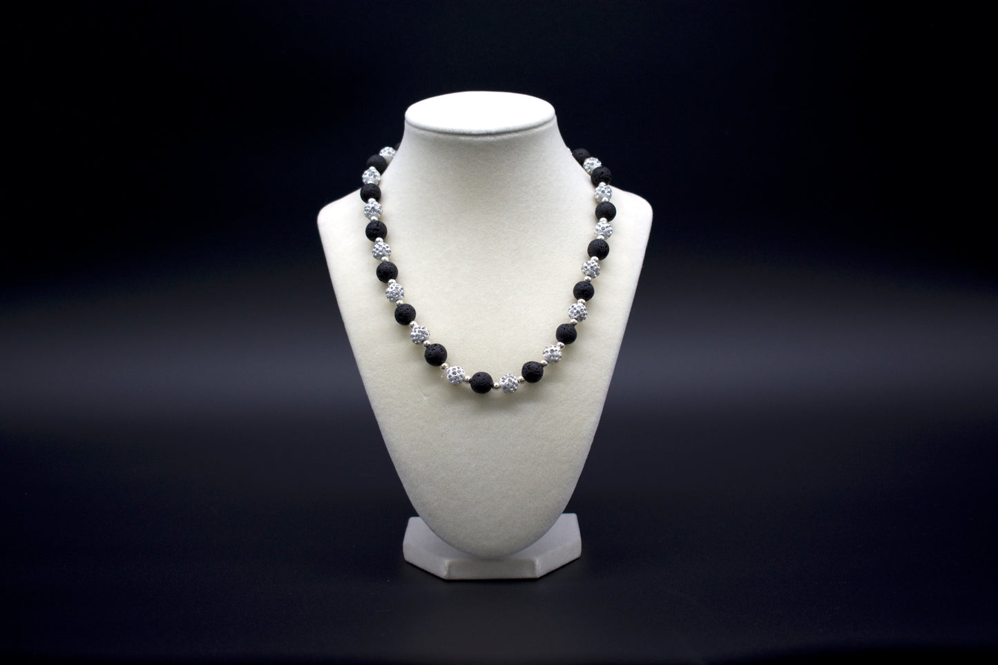 Ancient Infusions Custom Beaded Lava Stone Necklace, handcrafted with genuine beads to enhance strength, grounding, and resilience. Available in multiple lengths.