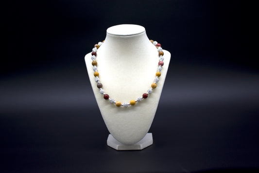 Ancient Infusions Custom Beaded Mookaite Jasper Necklace, handcrafted with genuine crystals to enhance vitality, confidence, and emotional healing. Available in multiple lengths.