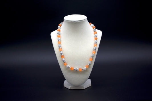 Ancient Infusions Custom Beaded Orange Cat’s Eye Necklace, handcrafted with genuine crystals to enhance vitality, creativity, and protection. Available in multiple lengths.