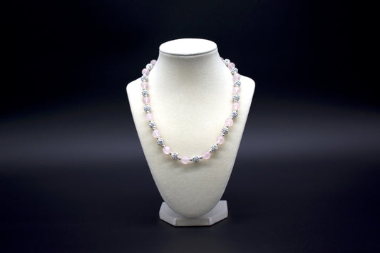 Ancient Infusions Custom Beaded Rose Quartz Necklace, handcrafted with genuine crystals to enhance love, compassion, and emotional healing. Available in multiple lengths.