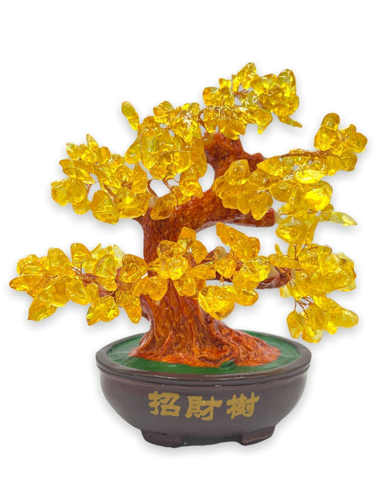 Immerse your space in the Golden Glow with our 10" Citrine Bonsai Crystal Tree, adorned with 350 genuine citrine crystals for abundance, positivity, and vibrant energy.