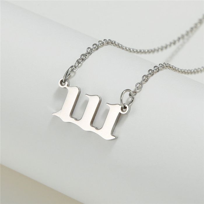 Stainless steel necklace with Angel Number 111 silver pendant.