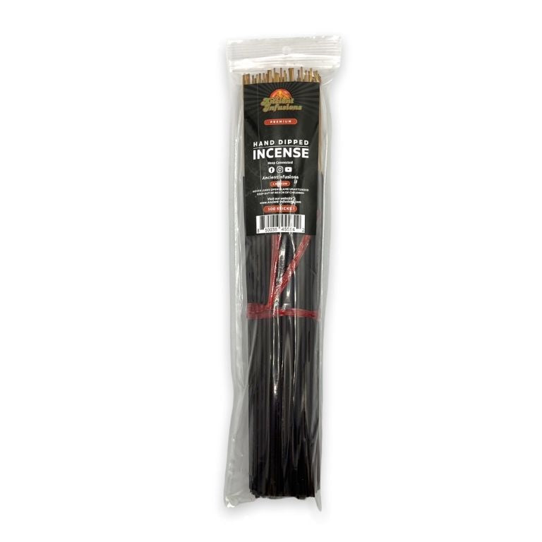 Cool Sophistication - Ancient Infusions Black Ice Hand-Dipped Incense Sticks. Elevate Your Space with the Fresh and Crisp Fragrance of Black Ice.