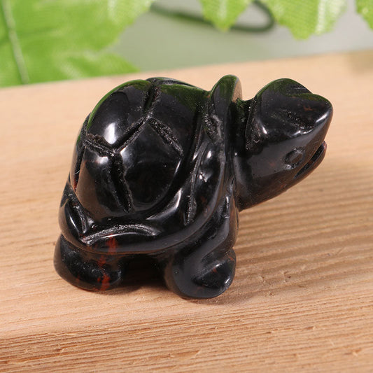 Ancient Infusions Black Onyx Crystal Carved Turtle - ~1.5 inches of grounding energy.
