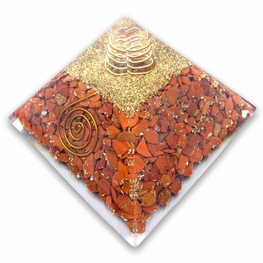 Ancient Infusions Carnelian Orgonite Pyramid - Boost creativity and motivation with the vibrant energy of carnelian crystal.