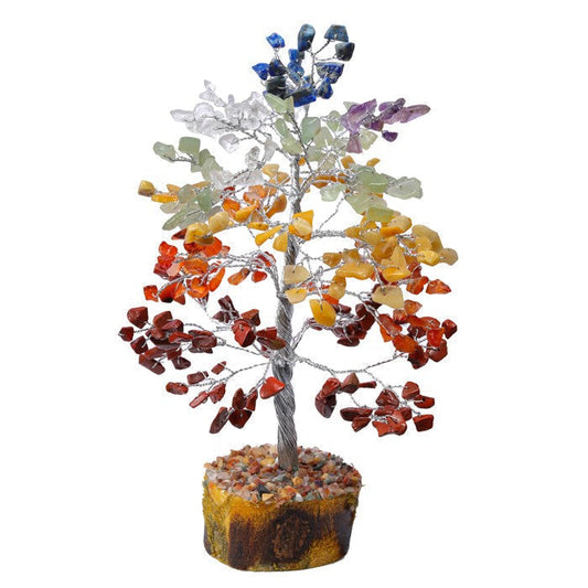 Experience harmony with Ancient Infusions' 7 Chakra Crystal Tree - a hand-wired masterpiece with 300 natural gemstone pieces, perfect for energy healing and spiritual balance.