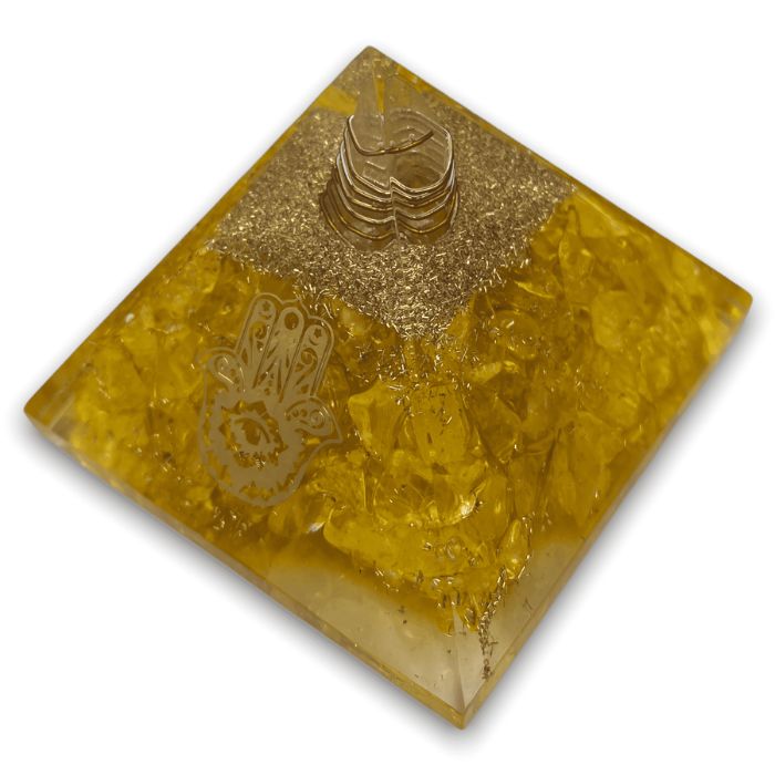 Citrine Orgonite Pyramid by Ancient Infusions - Elevate your space with the abundance and clarity of citrine.