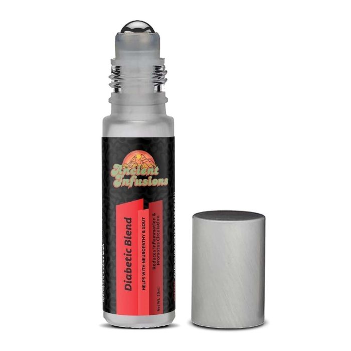 Ancient Infusions Diabetes Support Oil Blend Label - Organic & Herbal Goodness for Healthier Living.