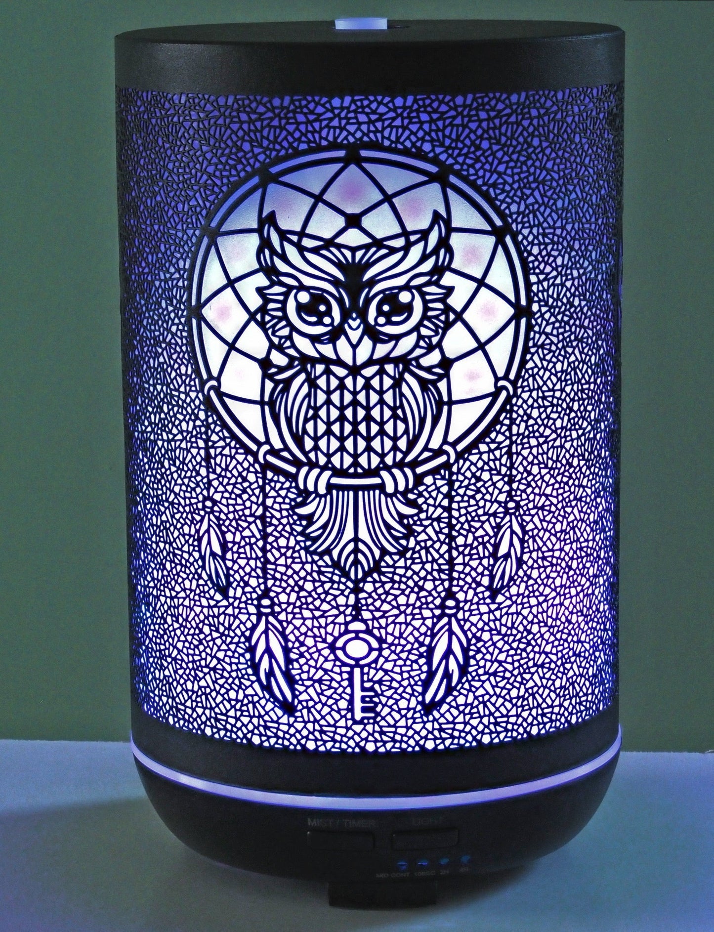 Ancient Infusions Dreamcatcher Owl Aromatherapy Diffuser - Close-up.