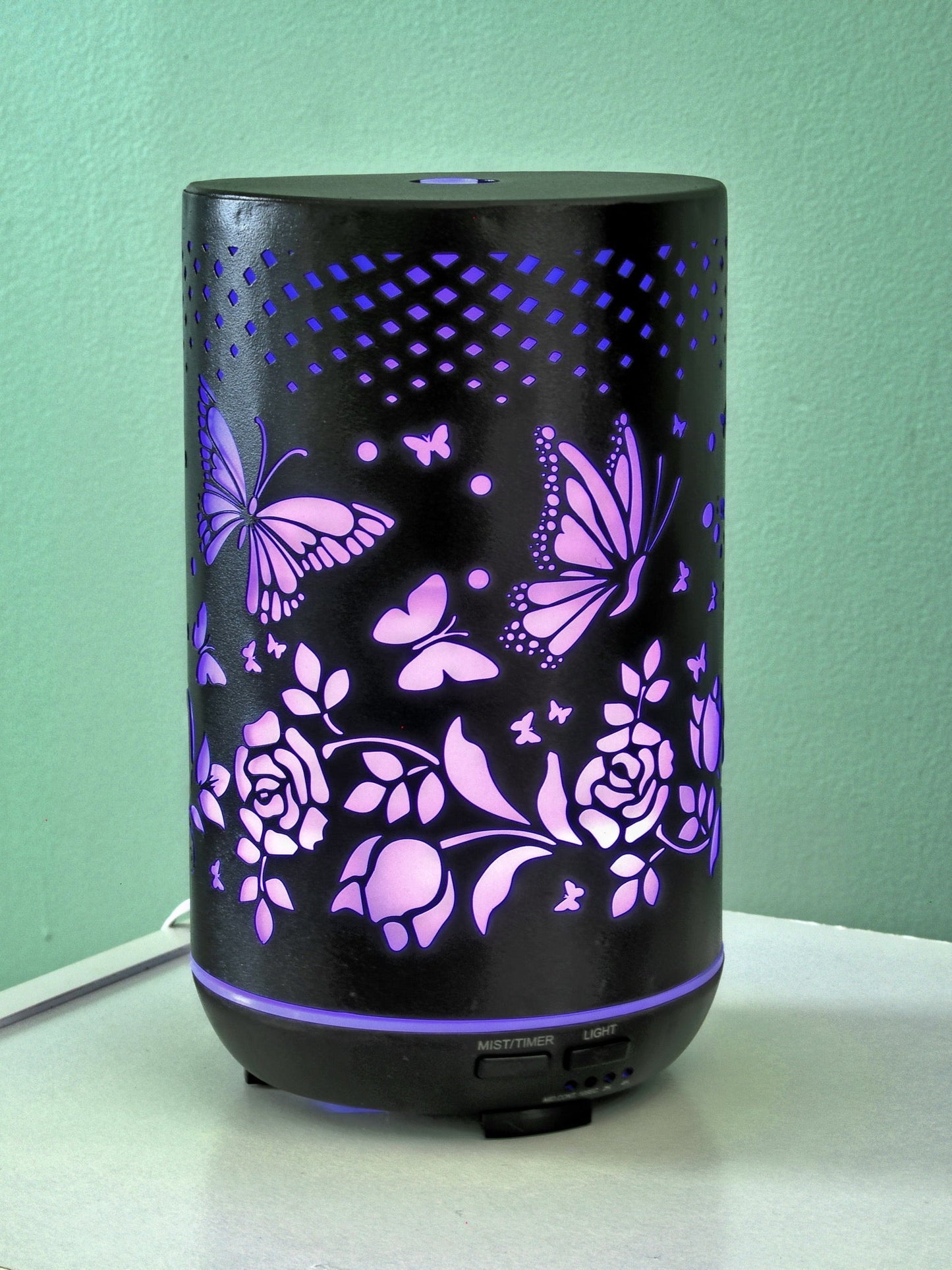 Wellness Essential Oil Diffuser - Elegant Butterflies and Roses Design by Ancient Infusions.