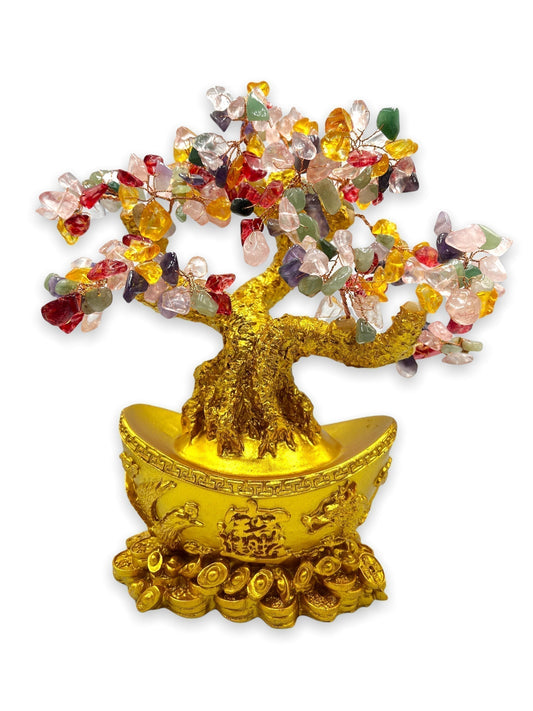 Experience fortune with Fortune Fusion: Ancient Infusions' 11" Multi-Crystal Harmony Tree. Crafted with care, this tree is adorned with a fusion of crystals, promoting good fortune, prosperity, and positive vibes.