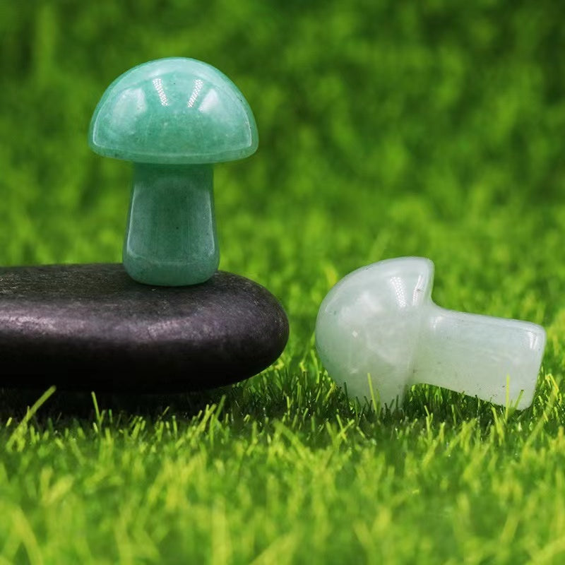 Ancient Infusions Green Aventurine Carved Mushroom - ~0.8 inches of positivity and abundance.