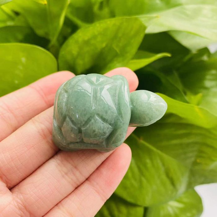 Ancient Infusions Green Aventurine Crystal Carved Turtle - ~1.5 inches of prosperity and heart healing.