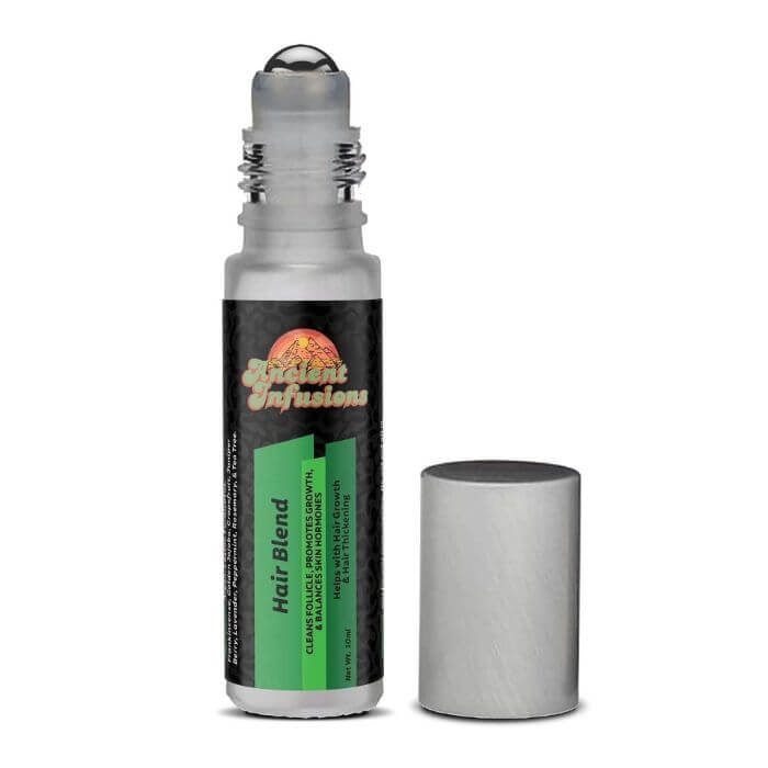 Ancient Infusions Hair Herbal Remedy Oil for Scalp Health Label - Therapeutic Essential Oils for Healthy, Revitalized Hair.