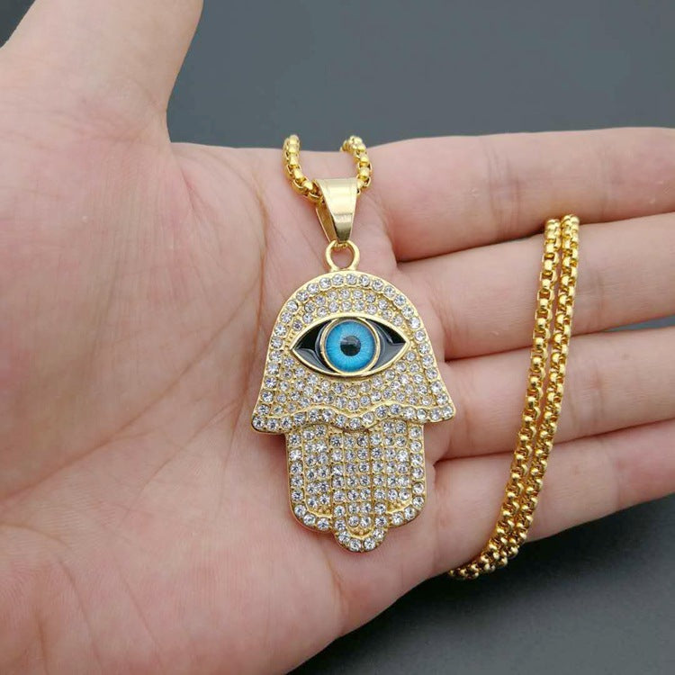 Wearing Divine Safeguard Hamsa with Evil Eye Necklace