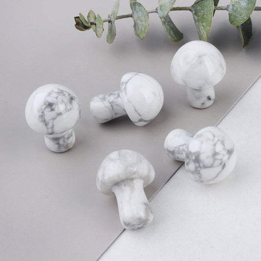 Ancient Infusions Howlite Carved Mushroom - ~0.8 inches of serenity and spiritual calmness.