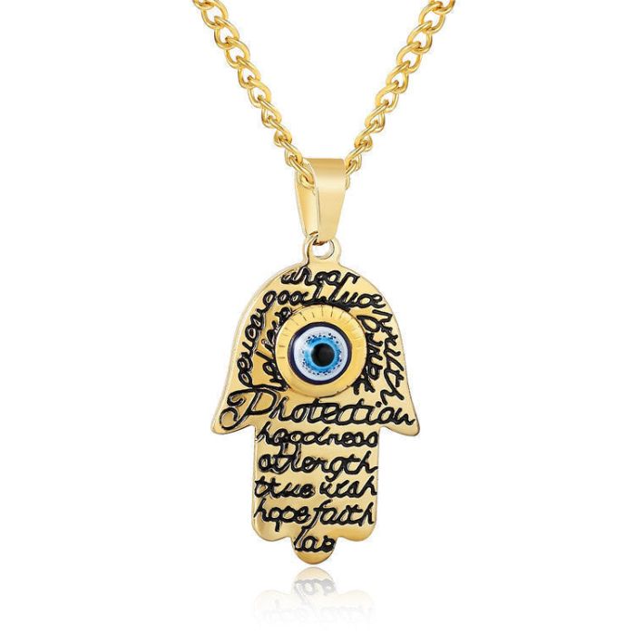Wearing Mystic Guardian Hamsa with Evil Eye Necklace