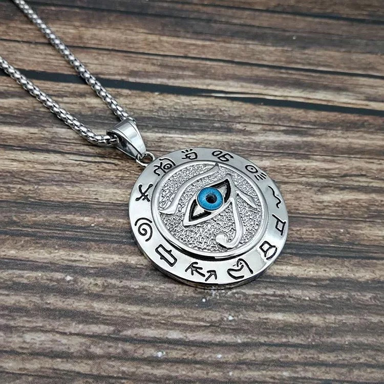 Ancient Infusions Mystical Eye of Ra Necklace - Stainless Steel Symbol of Protection. Adorn yourself with the all-seeing gaze.