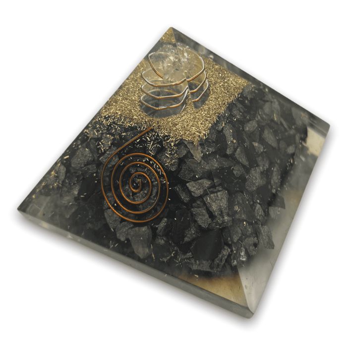 Ancient Infusions Hematite Orgonite Pyramid - Ground yourself with the balancing and protective energy of Hematite and orgonite.