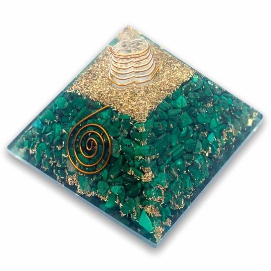 Ancient Infusions Orgonite Malachite Pyramid - Elevate your surroundings with the transformative properties of Malachite and the balanced energy of orgonite.