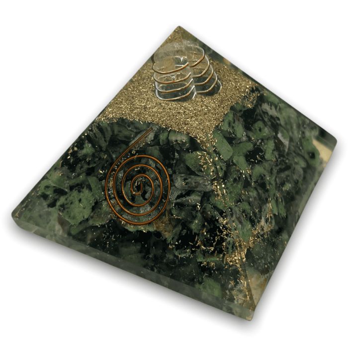 Ancient Infusions Ruby Zoisite Orgonite Pyramid - Immerse yourself in the spiritual amplification of Ruby Zoisite crystal combined with the positive energy neutralization of orgonite.