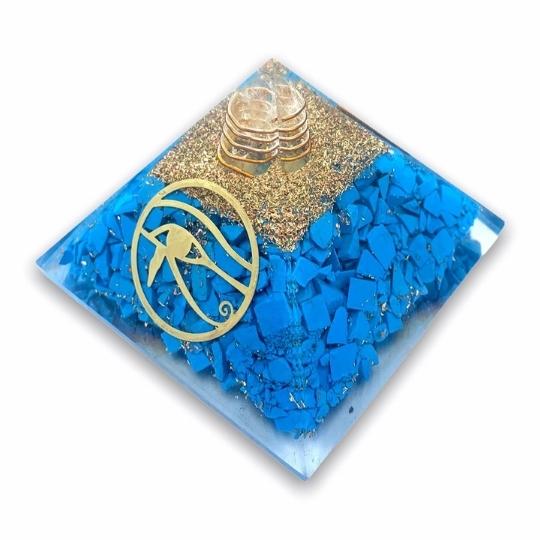 Ancient Infusions Turquoise Orgonite Pyramid - Immerse yourself in the harmonious vibrations of Turquoise and orgonite technology.
