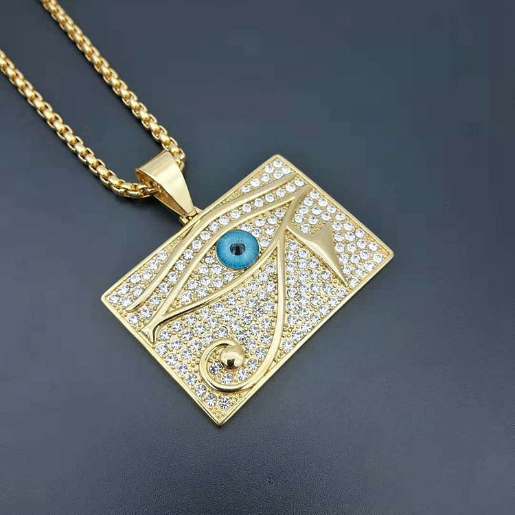 Ancient Infusions Ra Cuban Zircons Necklace - Divine Protection with Stainless Steel Elegance. Harness the spiritual power of the Eye of Ra.