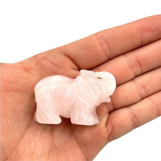 Ancient Infusions Rose Quartz Crystal Carved Elephant - A symbol of love and compassion in the gentle pink hues of rose quartz.