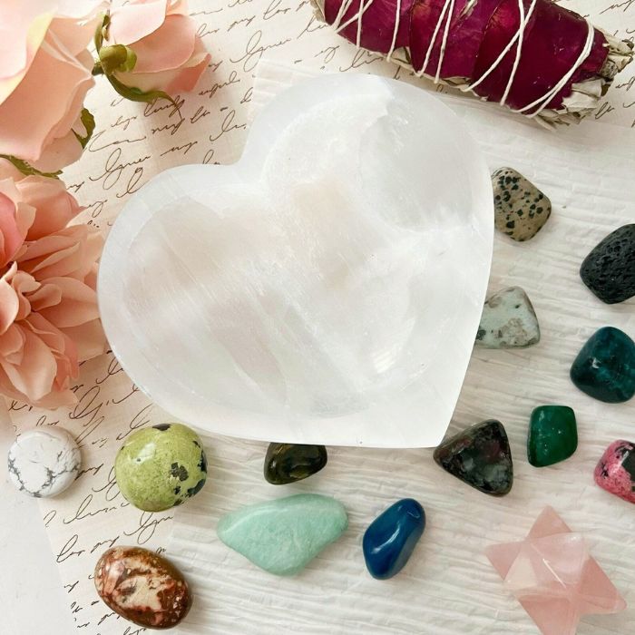 Ancient Infusions - Elevate your space with the 5" Selenite Heart Bowl.