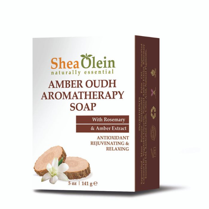 Discover tranquility with Ancient Infusions' Serenity Blend: Certified Organic Amber Oudh Aromatherapy Soap. A harmonious infusion of Oudh, Amber, and Rosemary promotes antioxidant-rich, rejuvenating, and relaxing benefits for your skin.