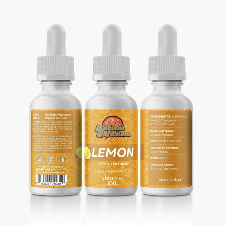 Ancient Infusions Lemon (5-Fold) Essential Oil - Refreshing Aromatherapy Benefits.