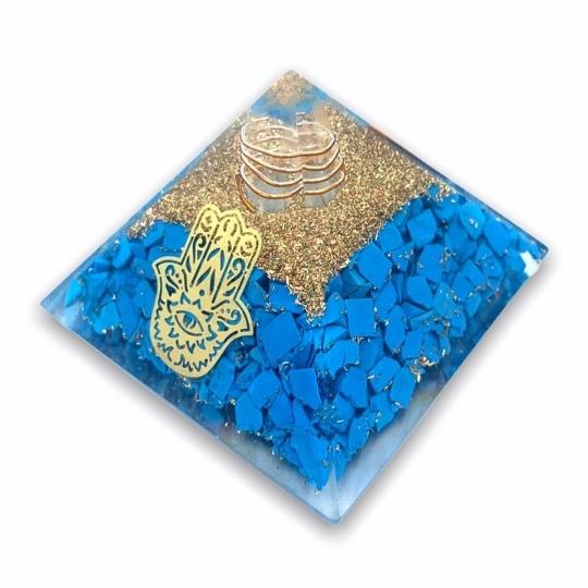 Ancient Infusions Orgonite Turquoise Pyramid - Elevate your well-being with the soothing properties of Turquoise and positive orgonite energy.