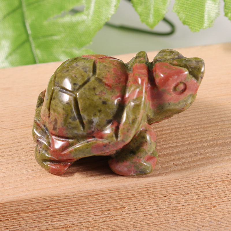 Ancient Infusions Unakite Crystal Carved Turtle - ~1.5 inches of emotional harmony.