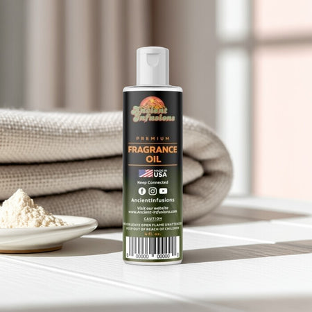 Baby Powder uncut fragrance oil bottle – soft, powdery alcohol-free scent by Ancient Infusions.
