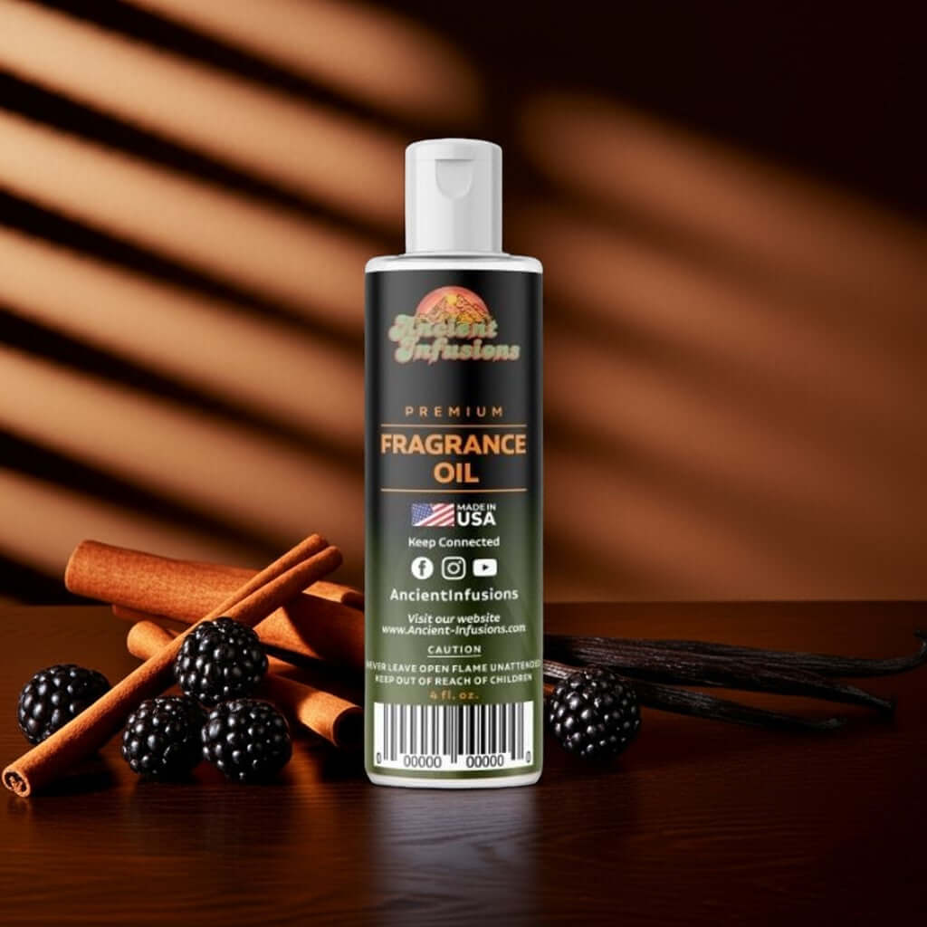 Black Butter Fragrance Oil bottle with vanilla, berries, cinnamon.