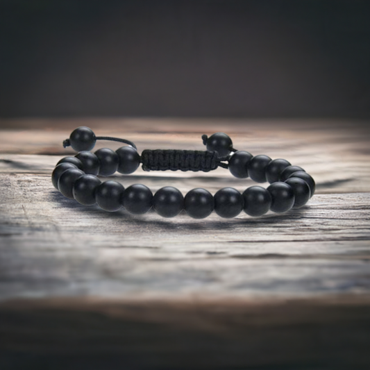 Black Onyx Adjustable Rope Bracelet – Elegant and Protective Energy for Men and Women.