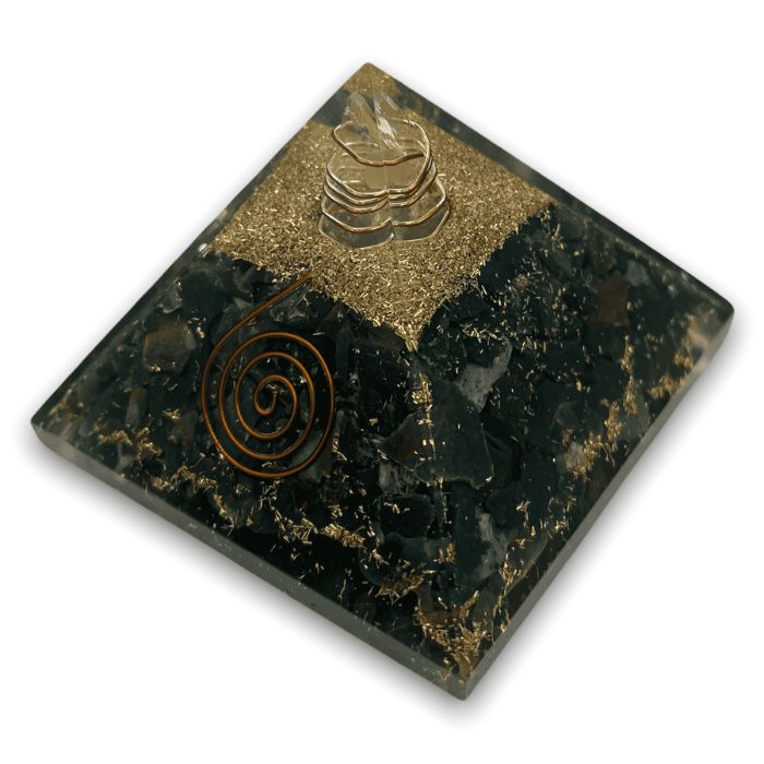 Bloodstone Orgonite Pyramid - Healing Crystal Energy for Strength and Well-being.