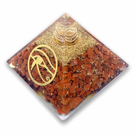 Carnelian Orgonite Pyramid by Ancient Infusions - Experience vitality, clarity, and EMF protection in your space.
